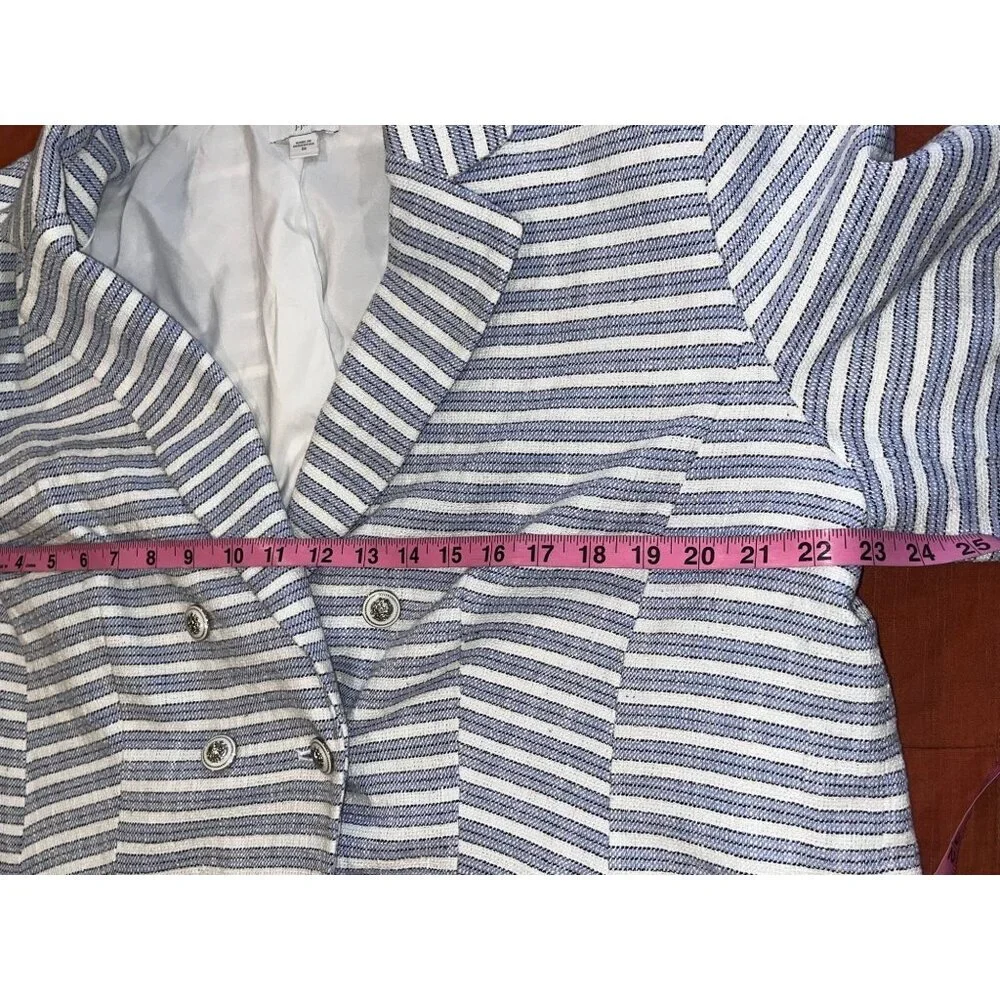 J.Jill Blue & White Striped Double-Breasted Lined Women's Blazer Jacket Size 2X